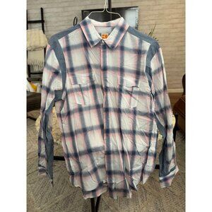 Hugo Boss Orange Label Pink Plaid Button Up Long Sleeve Cotton Shirt Men Size XL